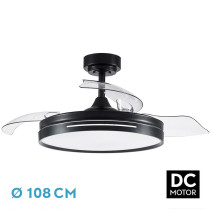 Ventilador DC 72w Micenas Negro 3 Aspas 108d  6 Veloc. 7200lm 3 Colores C/remoto, Memoria Y Temporizador  24