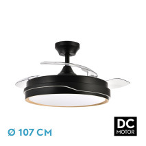 Ventilador Dc Tempano Negro/madera 72w 3aspas 107d 7200lm 6vel 3000k,4500k,6000k Remoto+temporizador+memoria