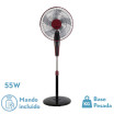 Ventilador De Pie Borlon Negroburdeos 3 Vel55w 5x2 aspas Orientable Remoto Temporizador Regx43x40 Cm