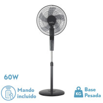 Ventilador De Pie Rayo Gris/negro 3 Vel.60w.5 Asp 43d C/ Remoto Y Temporizador 0,5h-7,5h