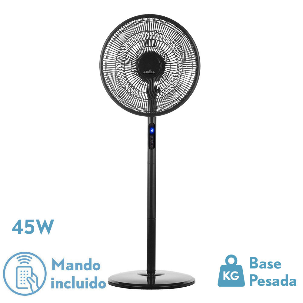 Ventilador De Pie Icono Negro 3vel 45w 119x44x40 Cm Oscilante 5asp.c/ Remoto,temporizador