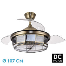 Ventilador Dc Tornado Cuero 5xe27 107d 3aspas Desplegables 6velocidades C/remoto