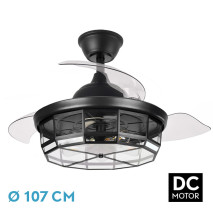 Ventilador Dc Tornado Negro 5xe27 107d 3aspas Desplegables 6velocidades C/remoto Y Temporizador