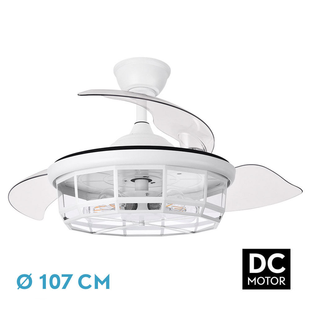 Ventilador Dc Tornado Blanco 5xe27 107d 3aspas Desplegables 6velocidades C/remoto Y Temporizador