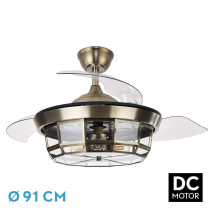 Ventilador Dc Tornado Cuero 3xe27 91d 3aspas Desplegables 6velocidades C/remoto