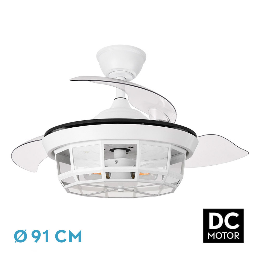 Ventilador Dc Tornado Mini Blanco 3xe27 91d 3aspas Desplegables 6velocidades C/remoto Y Temporizador
