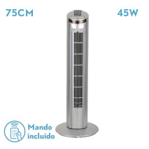 Ventilador De Torre Orbigo Plata 3vel 45w C/remoto  Oscilante Temporizador 75x27x27cm