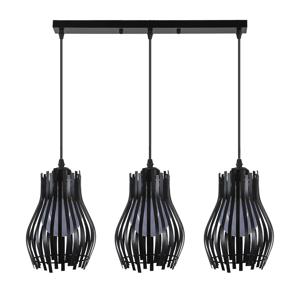 Regleta Ragusa Negra 3xe27 Regx64x16cm