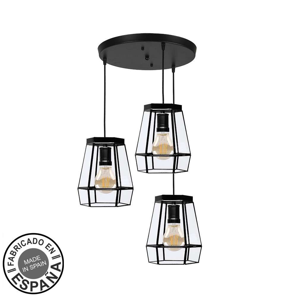 Plafon Guia 3xe27 Negro Regx42x42 Cm