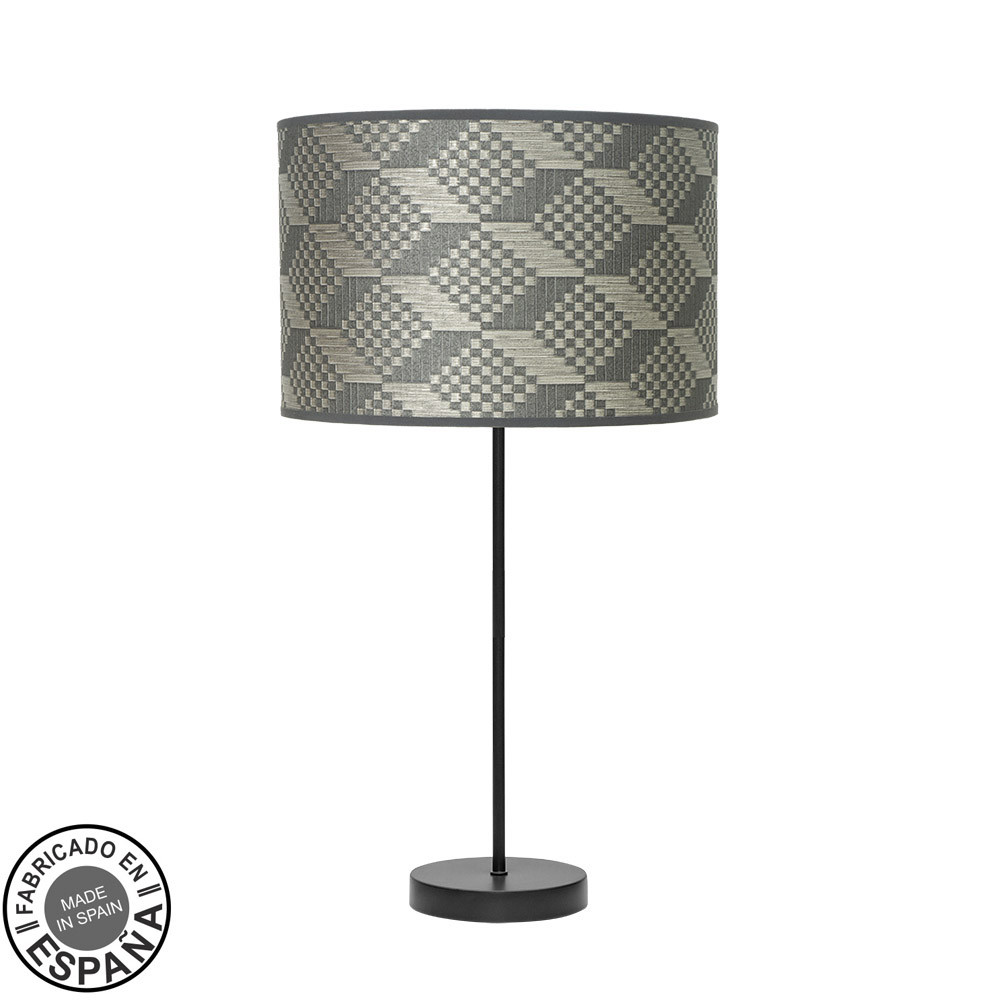 Sobremesa Alto Moda 1xe27 Negro/tetris Gris 63x30 X30cm