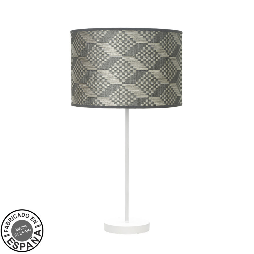 Sobremesa Alto Moda 1xe27 Blanco/tetris Gris 63x30 X30cm