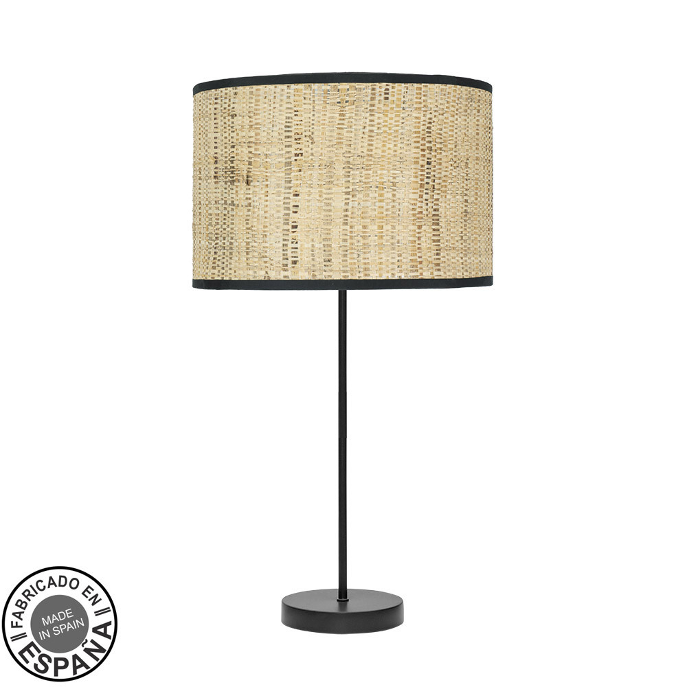 Sobremesa Alto Moda 1xe27 Negro/cañizo Oscuro 63x30x30 Cm