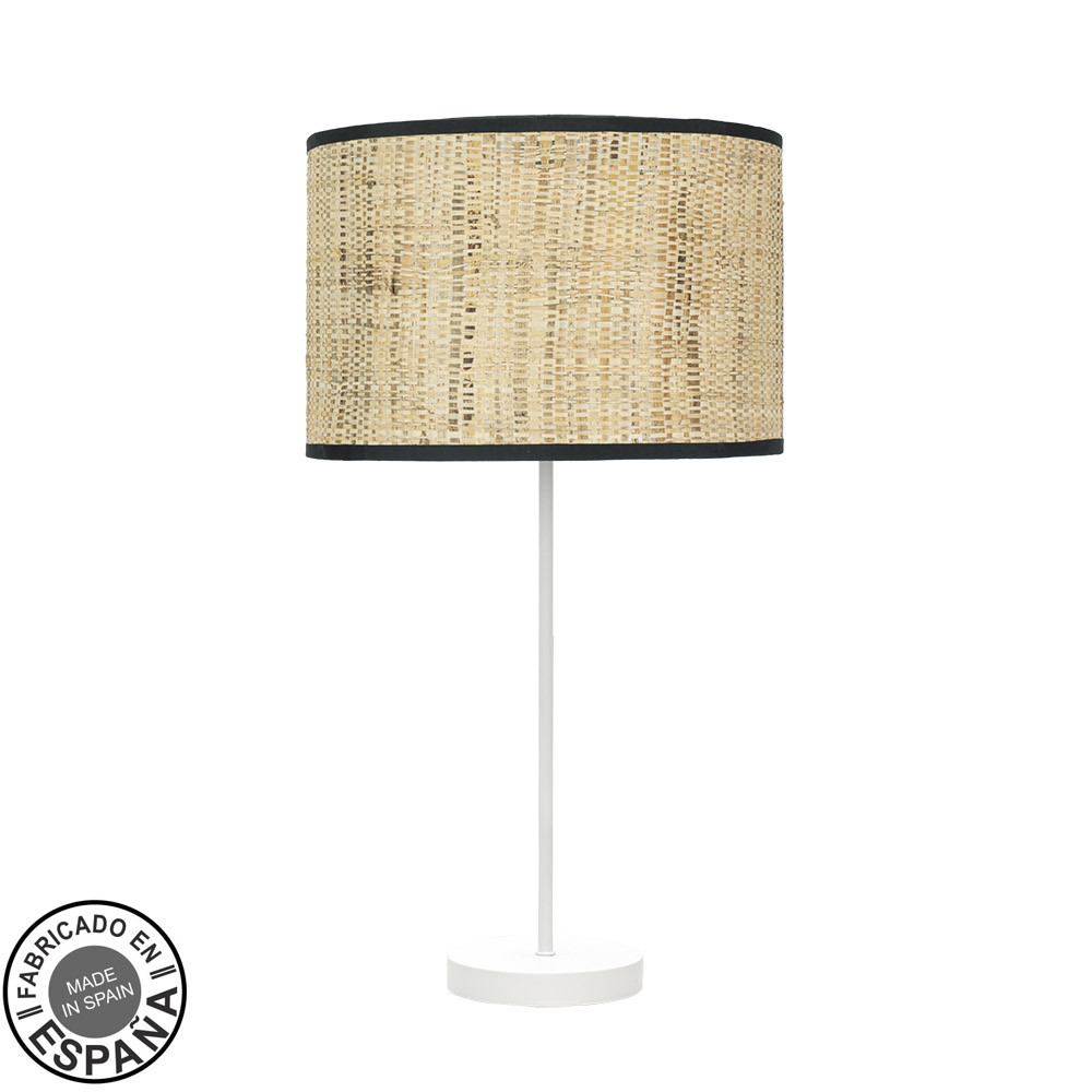 Sobremesa Alto Moda 1xe27 Blanco/cañizo Oscuro 63x30x30 Cm