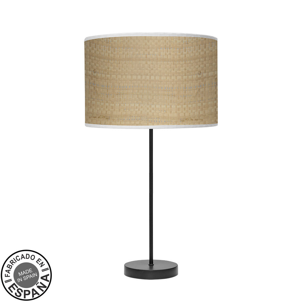 Sobremesa Alto Moda 1xe27 Negro/cañizo Claro 63x30x30 Cm