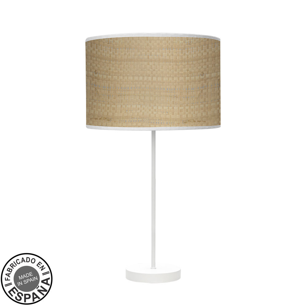 Sobremesa Alto Moda 1xe27 Blanco/cañizo Claro 63x30x30 Cm