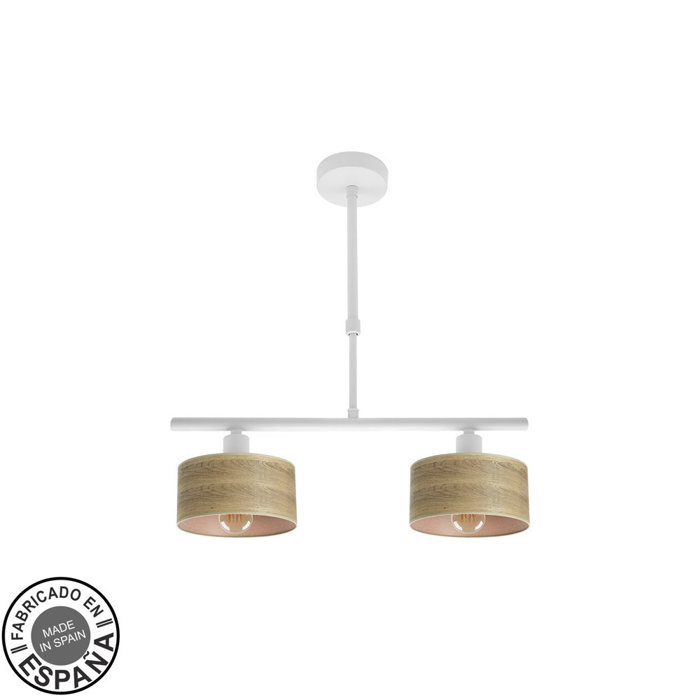 Lampara Gilda 2xe14 Blanco/madera Clara Regx43x14 Cm