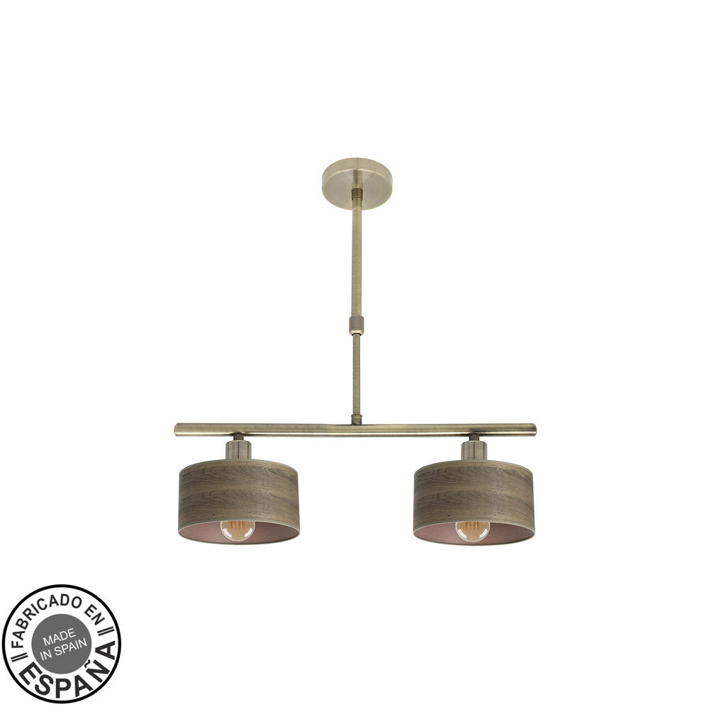 Lampara Gilda 2xe14 Cuero/madera Oscura Regx43x14 Cm