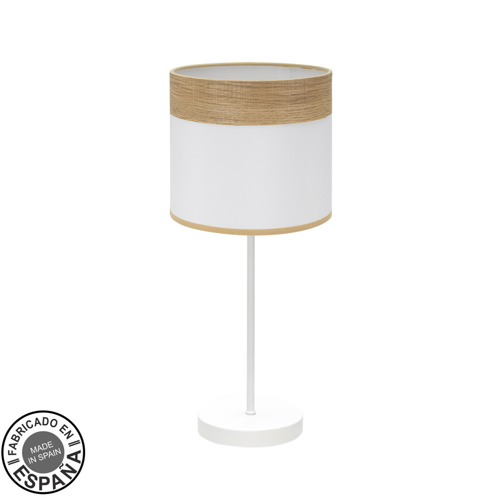 Sobremesa Cloe 1xe14 Blanco/blanca-madera Clara 42x18x18 cm