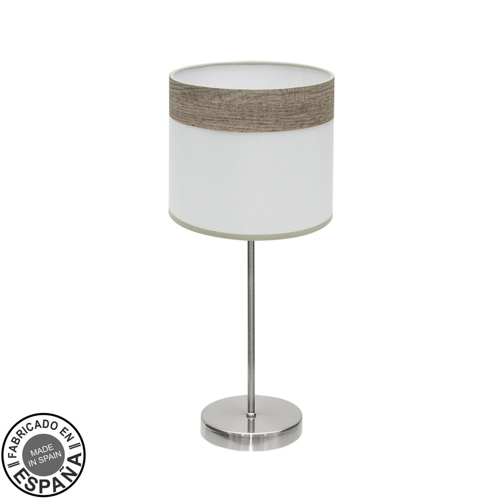 Sobremesa Cloe 1xe14 Niquel/blanca-madera Gris 42x18x18 cm
