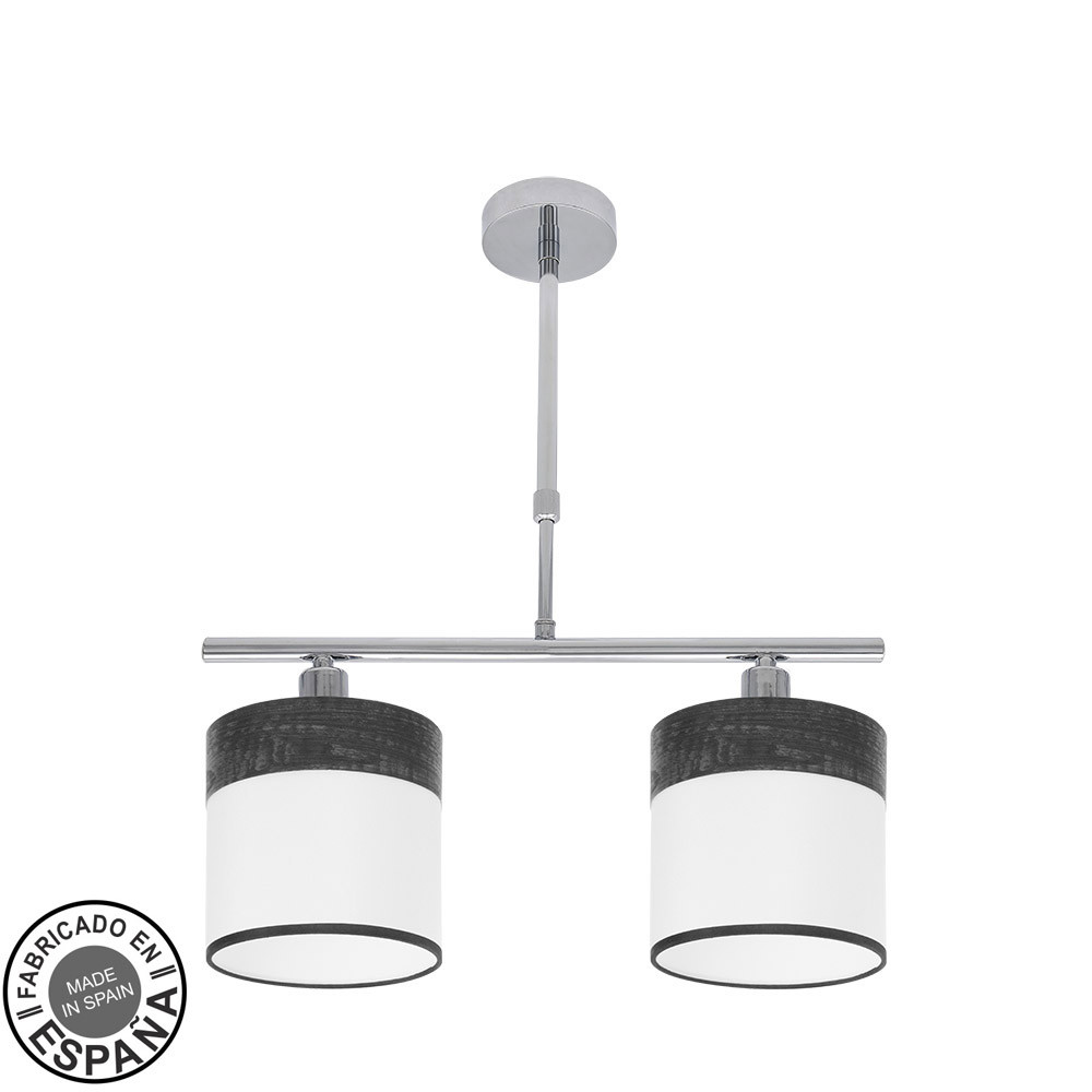 Lampara Cloe 2xe14 Cromo/blanca-madera Negra Regx43x14 cm