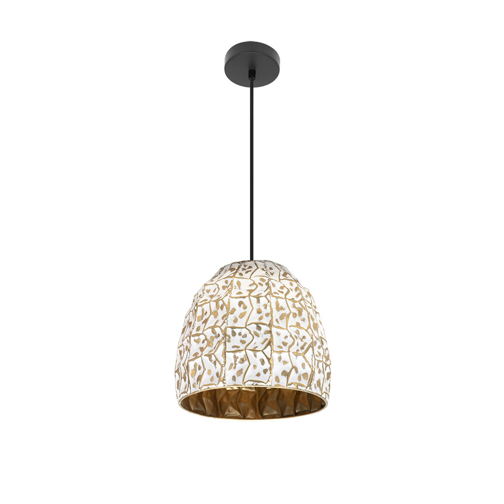 Colgante Tebas Negro/blanco/oro 1xe27 Regx33x33 Cm