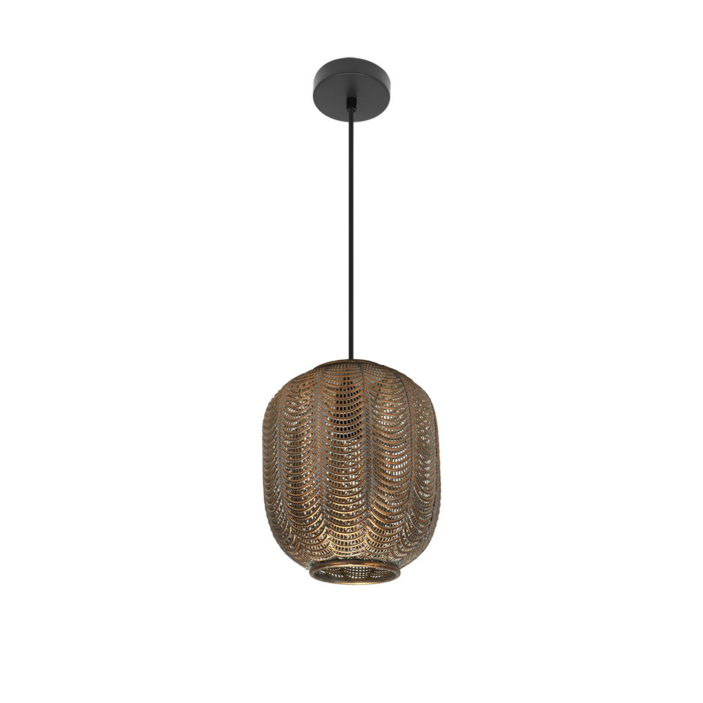 Colgante Trikala Negro/cuero Envejecido 1xe27 Regx25x25 Cm