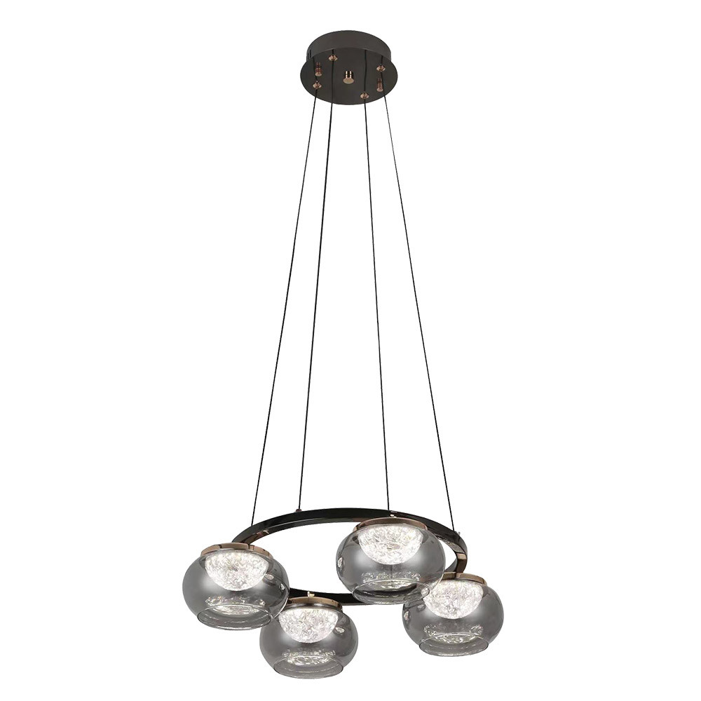 Colgante Pompeya 4l Neg 28w 3000-4000-6000k C/remoto Y Reg.intensidad 2520lm Regx48x48 Cm