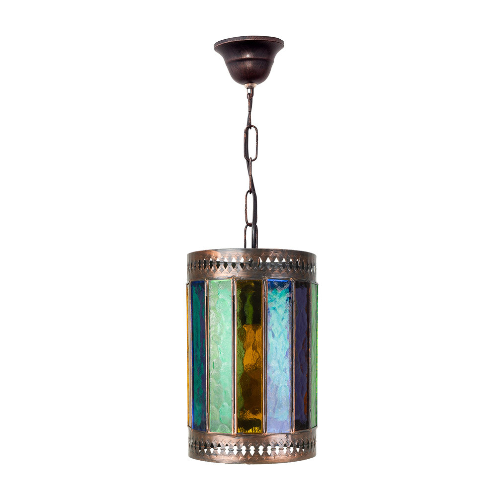 Colgante Artesanal Casablanca 1xe27 Marron/colores Regx18d