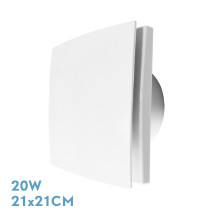 Extractor Baño Lille Blanco 20w 21x21x9,6cm Cuadrado Para Tubos 15cm