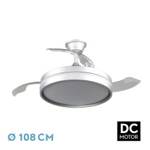 Ventilador Dc Mandarin  Plata 72w 3aspas 108d Reg.intensidad 7200lm 3000-4000-6500k Remoto+memoria+temporizador