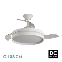 Ventilador Dc Mandarin Blanco 72w 3aspas 108d Reg.intensidad 7200lm 3000-4000-6500k Remoto+memoria+temporizador