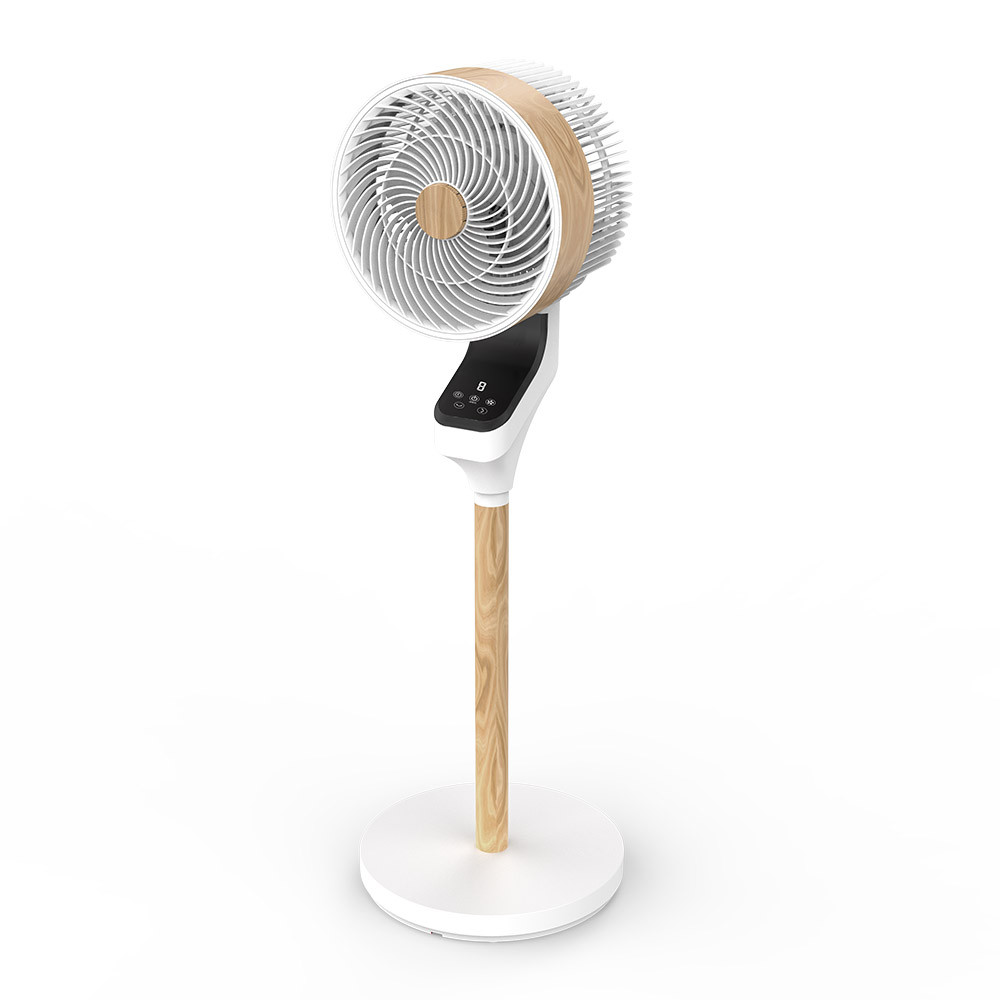 Ventilador Pie Bizancio Blanco/haya 50w 3velocidades 95x30x30 Oscilante,tactil Display,remoto,temporizador