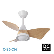 Ventilador Dc Jaguar 30w 3000lm Blanco/haya 96d 3aspas 6vel 3000-4500-6500k Remoto+reg.intensidad+memoria+temporizador