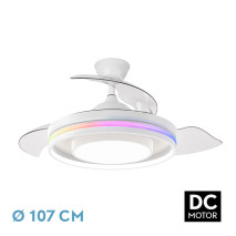 Ventilador Dc Pitufo 57w Blanco 3asp107d 3990lm Rgb  +3000-4500-6500k Reg.intensidad+remoto+memo+temporiz