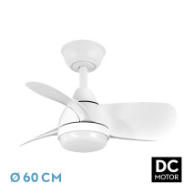 Ventilador Dc 24w Pirdo Blanco 3 Aspas 60d 2400lm 6 Vel. 3000-4500-6000k C/remoto, Memoria Y Temporizador