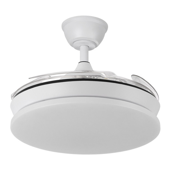 Ventilador Dc Tridente Mini 59w Blanco 4aspas Desp. 91d 6980lm Reg.intensidad Remoto+temporizador+memoria 3000-4000-6000k