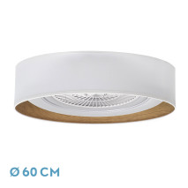 Ventilador Tania 72w Blanco/madera Clara 6120lm 5 Aspas 3col Remoto,memoria,reg.Intensidad,temporizador 25x60x60 Cm