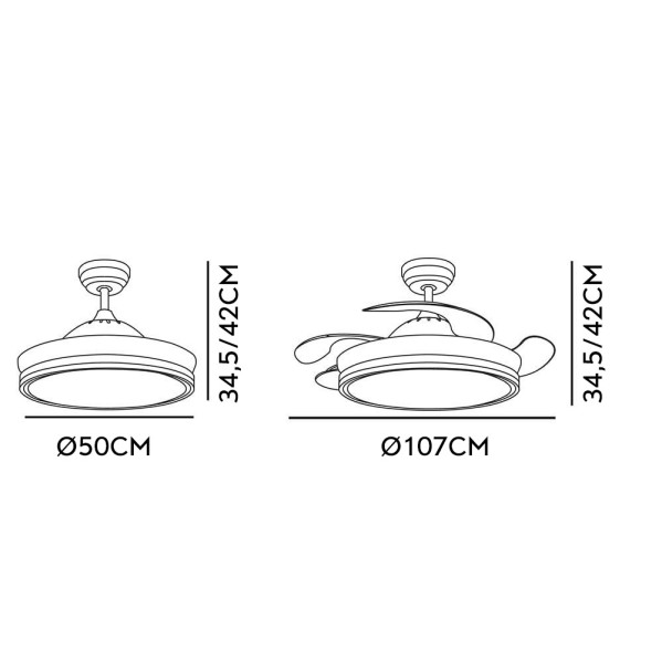 Ventilador Bayomo 59w 6980lm Niquel 4 Aspas Desp 34542x50107 D3 Color DcremotoRegIntensidad