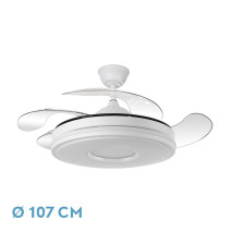 Ventilador Dc Dani 59w 6980lm Blanco 4aspas 6velocidades 107d 3000-4000-6000k Remoto+Reg.Intensidad+memoria+temporizador 24