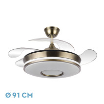 Ventilador Dc Dani 59w 6980lm Cuero 4aspas 6velocidades 91d 3000-4000-6000k Remot+reg.intensidad+memor+temporiz 