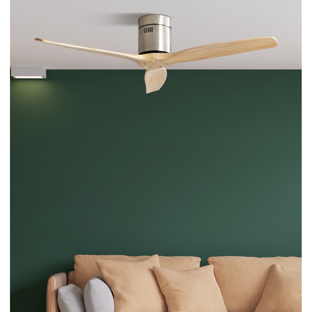 Ventilador Dc Aguilon Niquel 3 Aspas Haya 6 Velocidades Sin Luz Remoto Y Temporiz.132d
