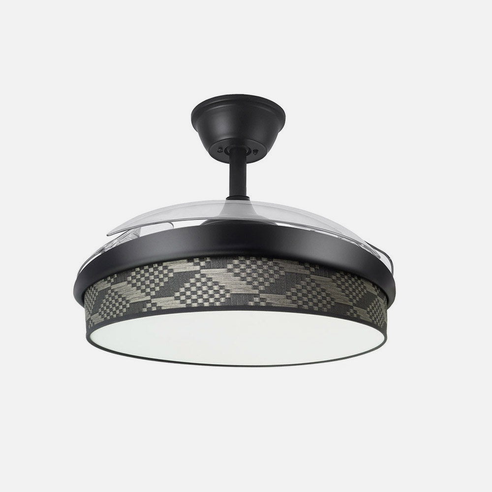 Ventilador Dc Moda 72w Negro/tetris Gris 91d 3aspas 7200lm 3000-4000-6000k Remoto+ Memoria+ Temporizador
