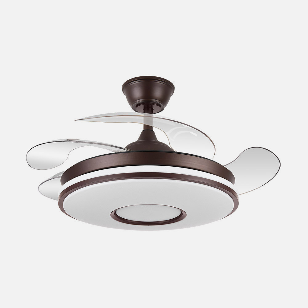 Ventilador Dc Dani 59w 6980lm Marron 4 Aspas desp.106d 3000-4200-6500k Remoto, Reg.intensidad, Memoria Y Temporizador