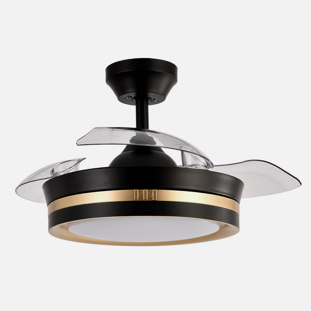 Ventilador Dc Viper Negro/oro 48w 3aspas 91d 4800lm 6vel 3000k,4500k,6000k, Remot+temporizador+memoria