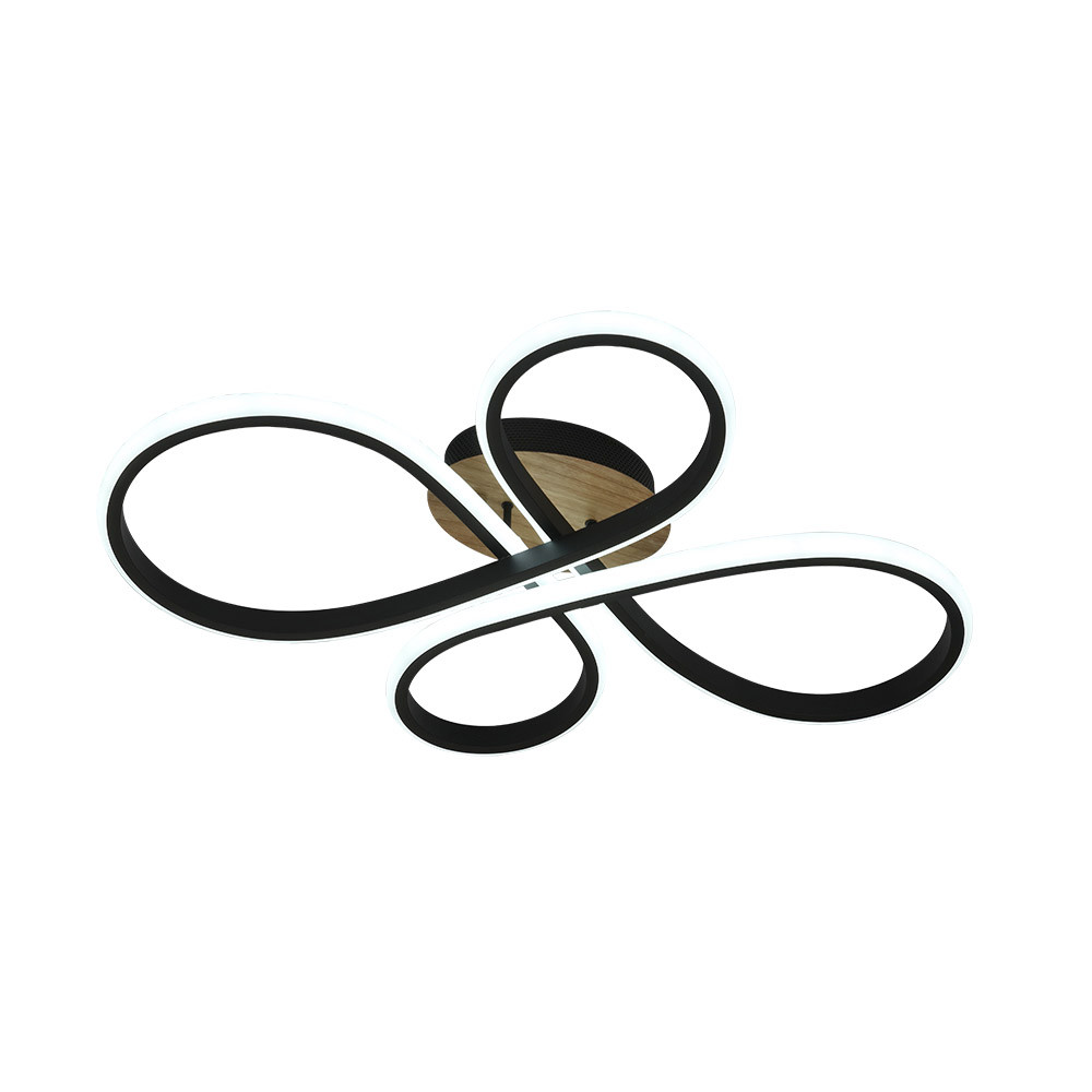Plafon Bandeira 88w 3000-4000-6500k Negro/madera 9680 Lm C/remoto,memoria Y Reg.intensidad 12x60x43cm