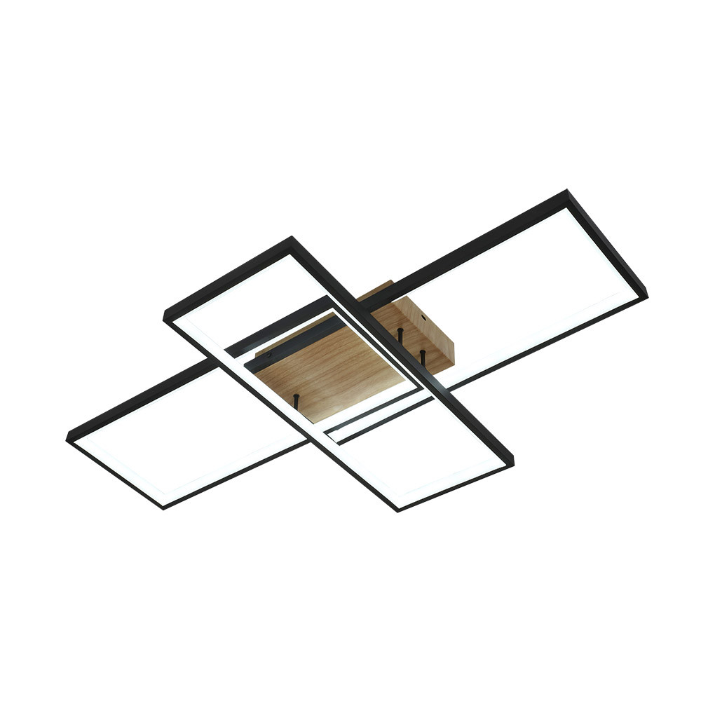 Plafon Madaleta 134w 3000-4000-6500k Negro/madera 14740 Lm C/remoto,memoria Y Reg.intensidad 9,5x79x49,5cm