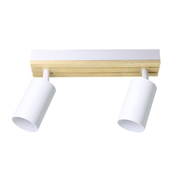 Regleta Waikato 2xgu10 Blanco/madera Orientable 16,5x26x5,5cm