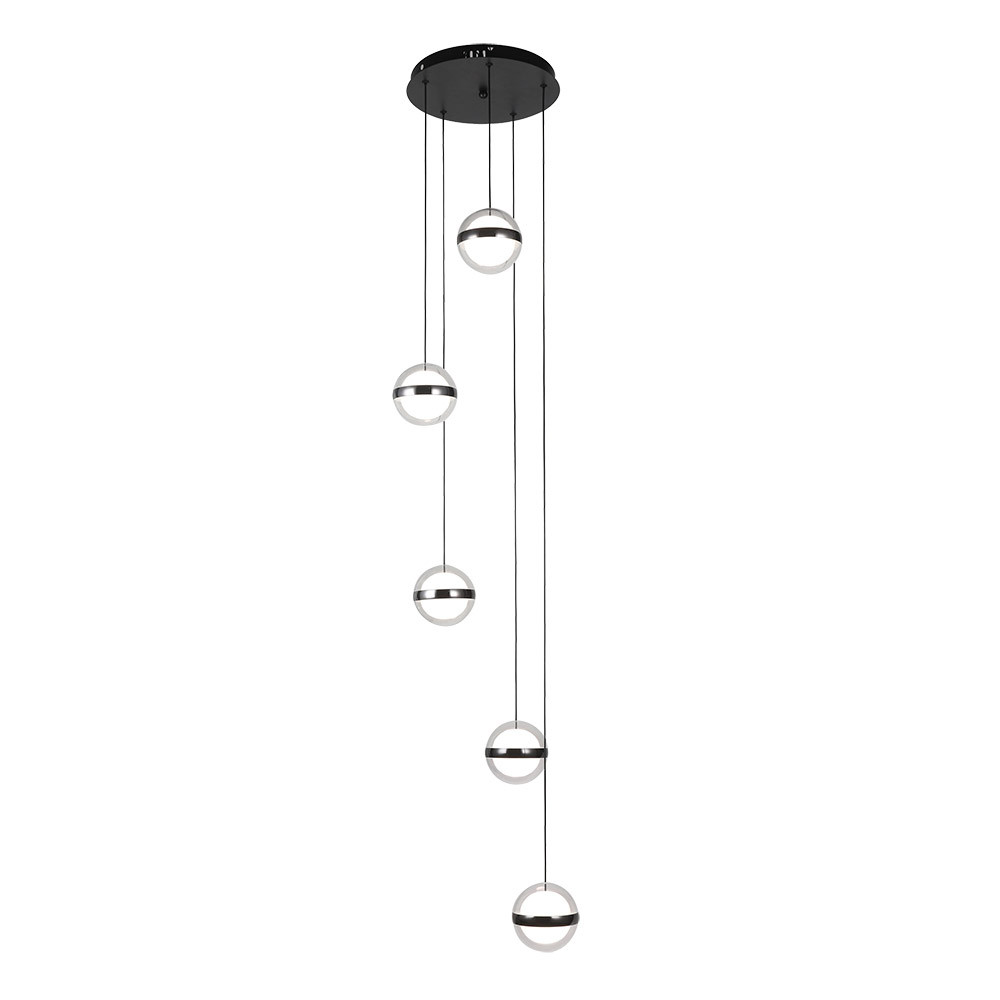 Plafon Colgante People 5l Negro 140w 3000-4000-6000k 10920lm Remoto Y Reg.intensidad Regx35x35cm