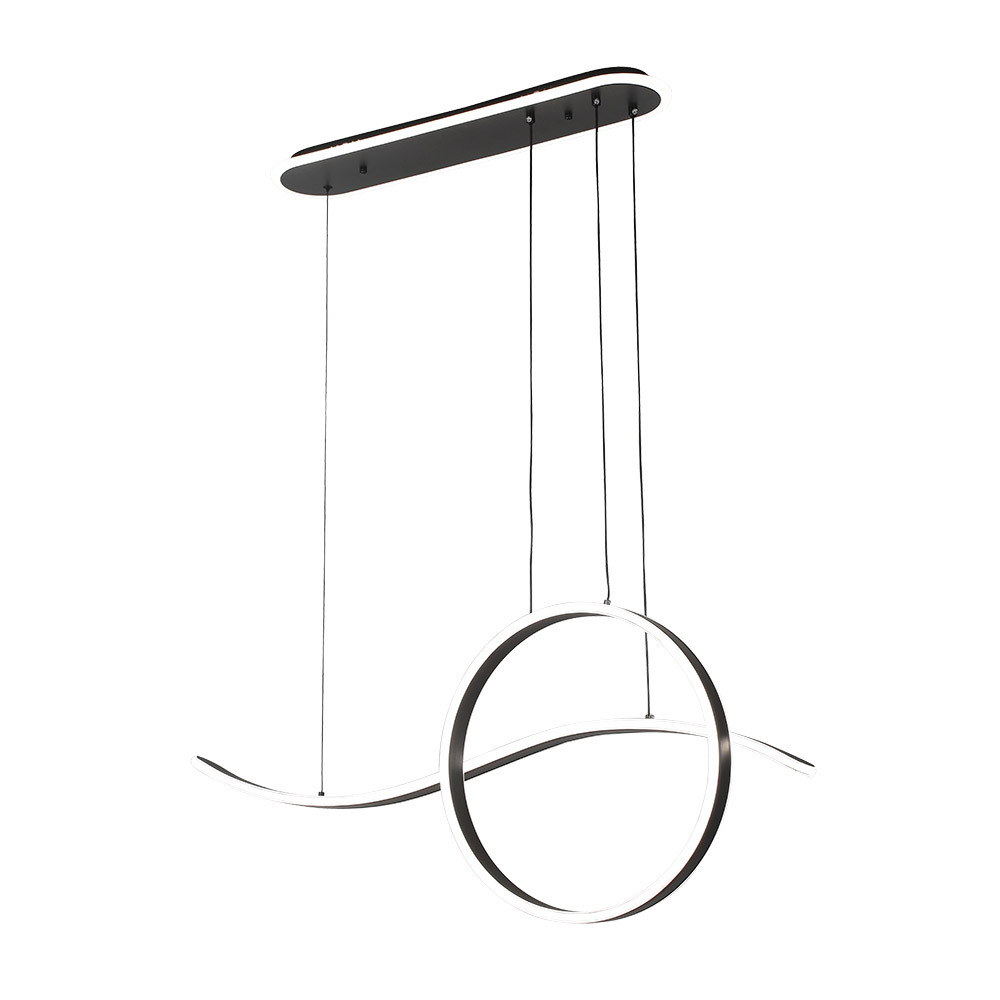 Colgante Style Negro 205w 3000-4000-6000k 17940lm C/luz Ambiente Remoto Y Reg.intensidad Regx100x15cm