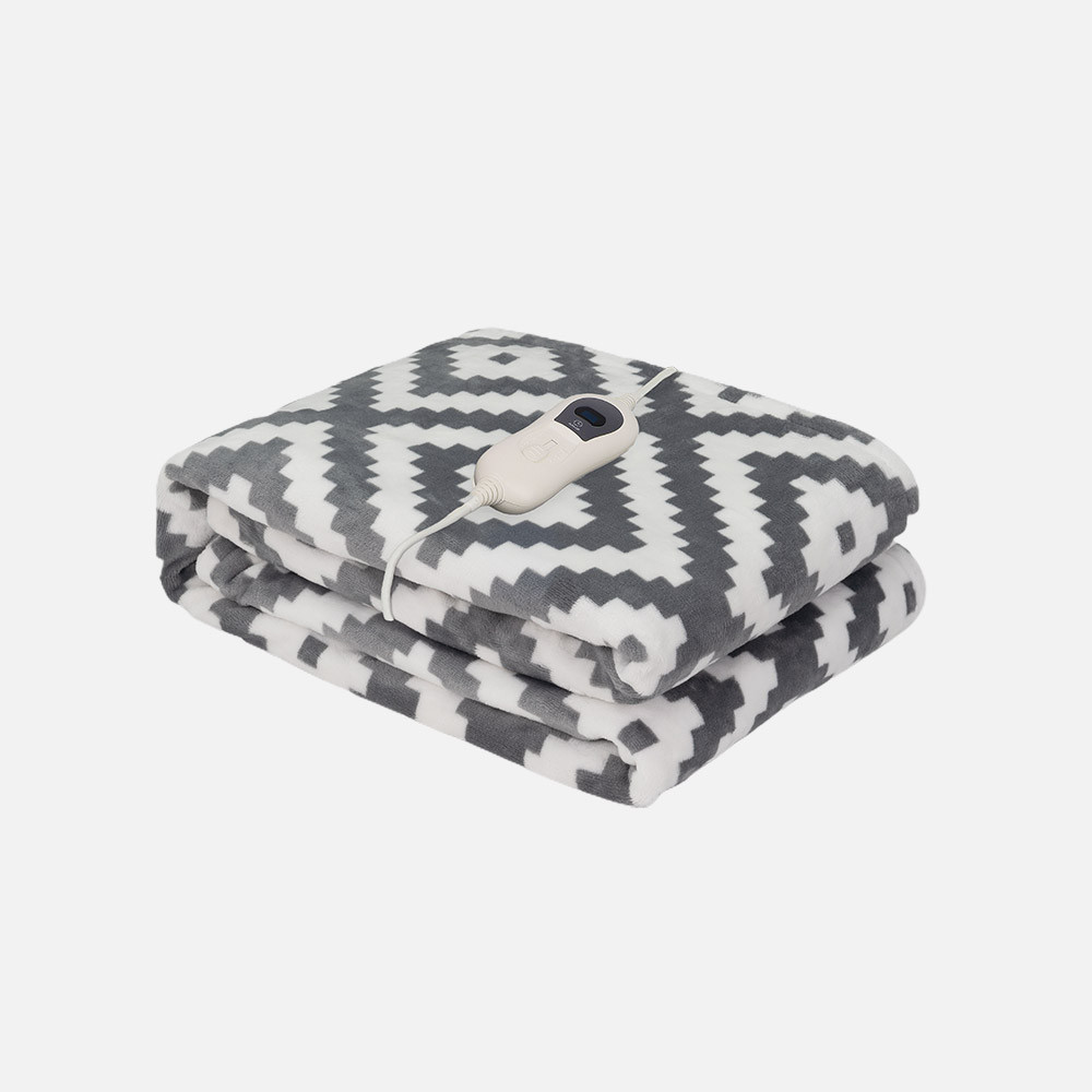 Manta Elect.Tejada Etnico Gris/blanco 120w 160x120cm 3 Niveles,autoapagado,desmontable,lavable